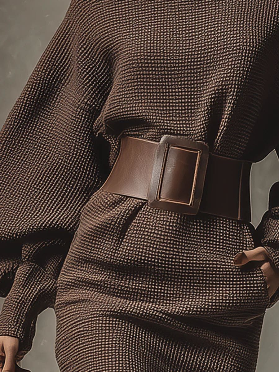 Clara | Strukturerad stickad klänning med bälte